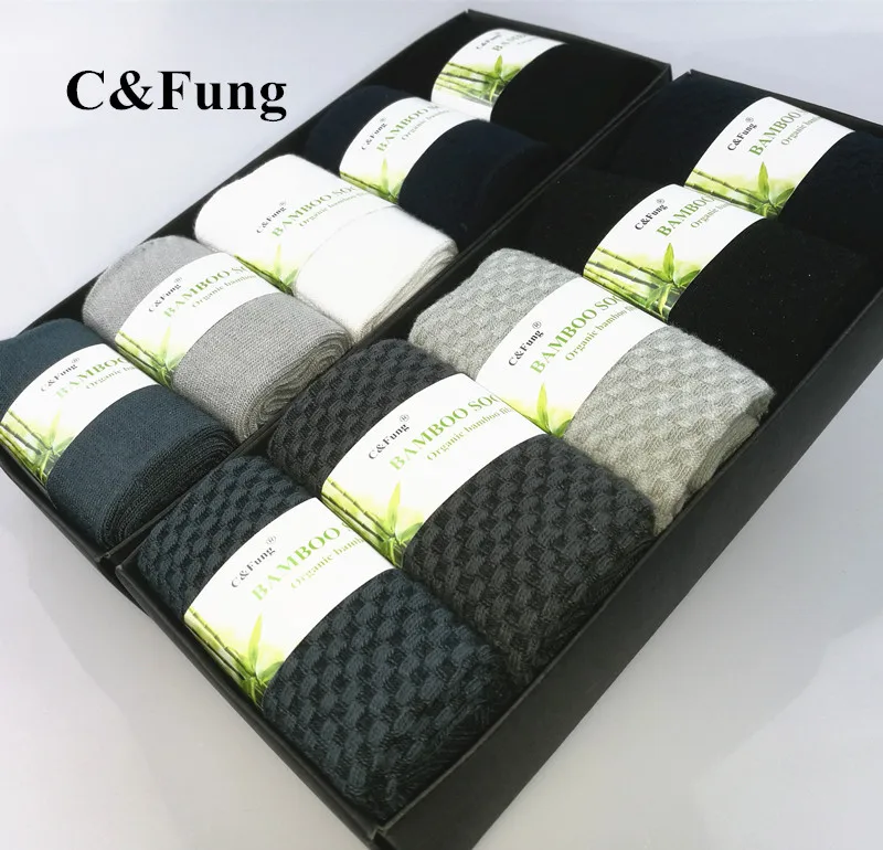 C& Fung, 10 пар, высокое качество, бамбуковые носки, 2 дизайна, модные мужские носки, Подарочная коробка, мужские летние носки, деловые носки, calcetines