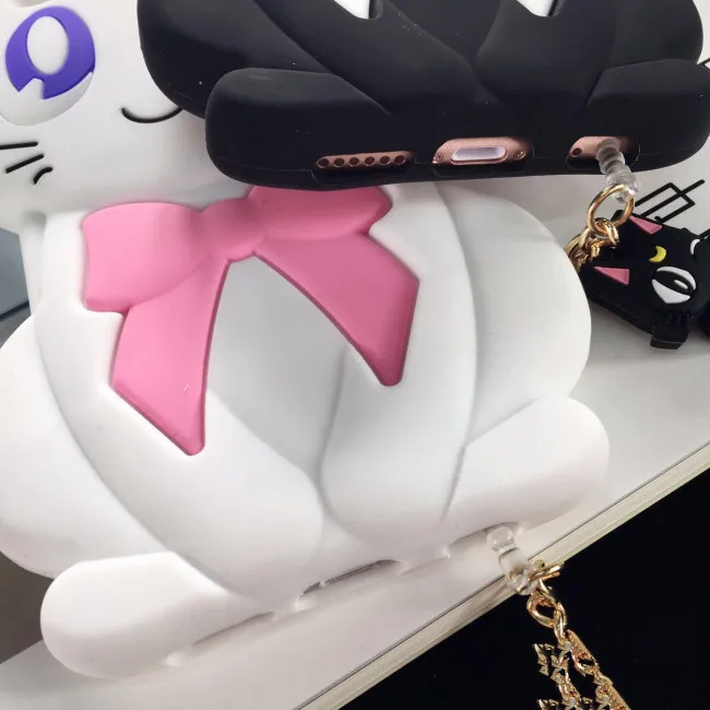 2016 Newest Cartoon Japan Sailor Moon cute Bow Knot Solid luna cat Silicon Capa Para case For iphone 6 6s plus free drop |