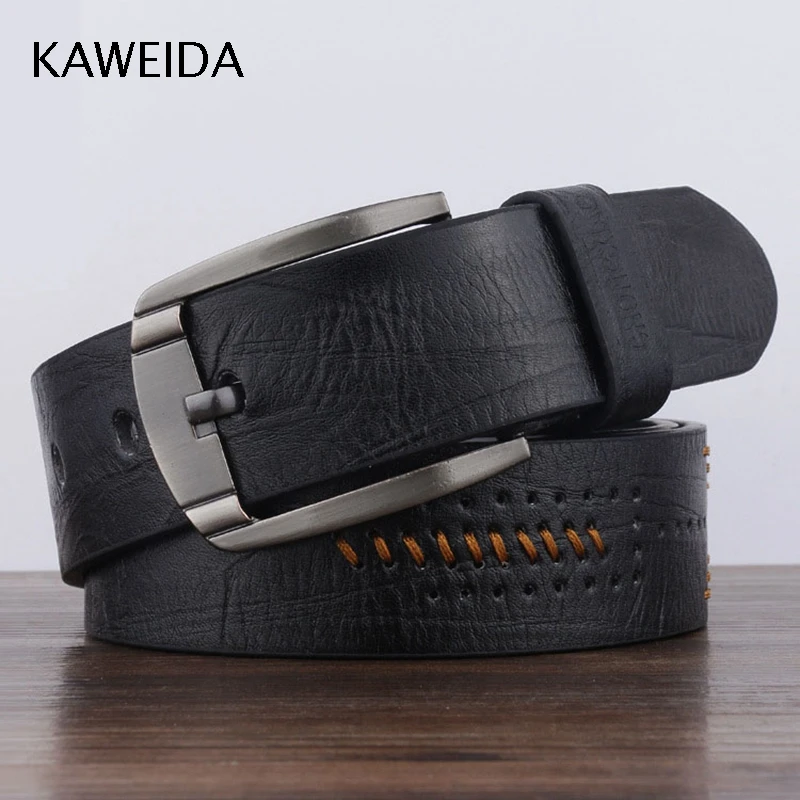 CDFPD693 black KWD дизайнерские трендовые Роскошные Брендовые мужские ремни из натуральной кожи винтажная Пряжка со штырем ремень для джинсов повседневные Cinto Kemer Riem - Цвет: CDFPD693 black
