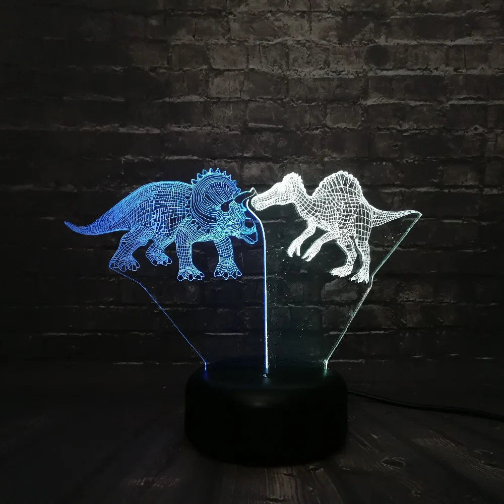 Парк Юрского периода Динозавр ночной Светильник 3D LED микс двухцветная лампа для
