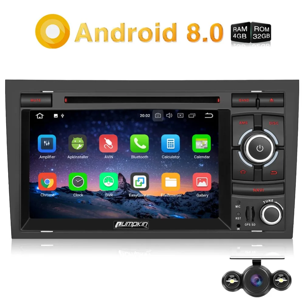 Pumpkin 2 Din 7'ɺndroid 8 0 автомобильный стерео для Audi A4 2003-2008 Восьмиядерный GPS