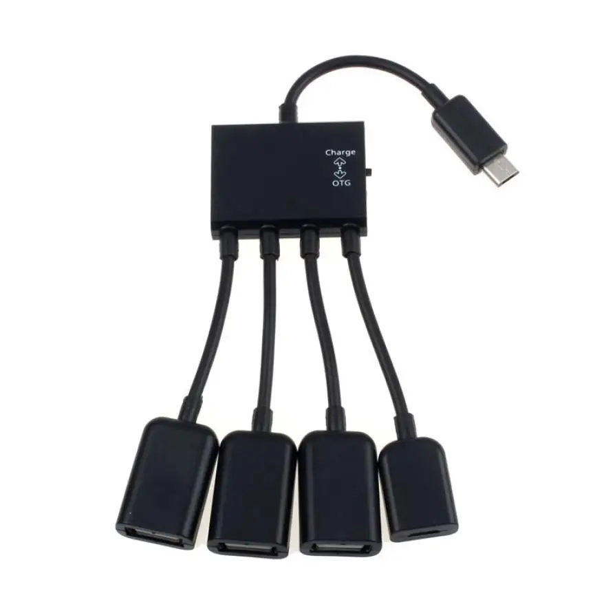 Заводская цена черный 4-портовый Micro USB кабель для зарядки OTG HUB смартфона стола