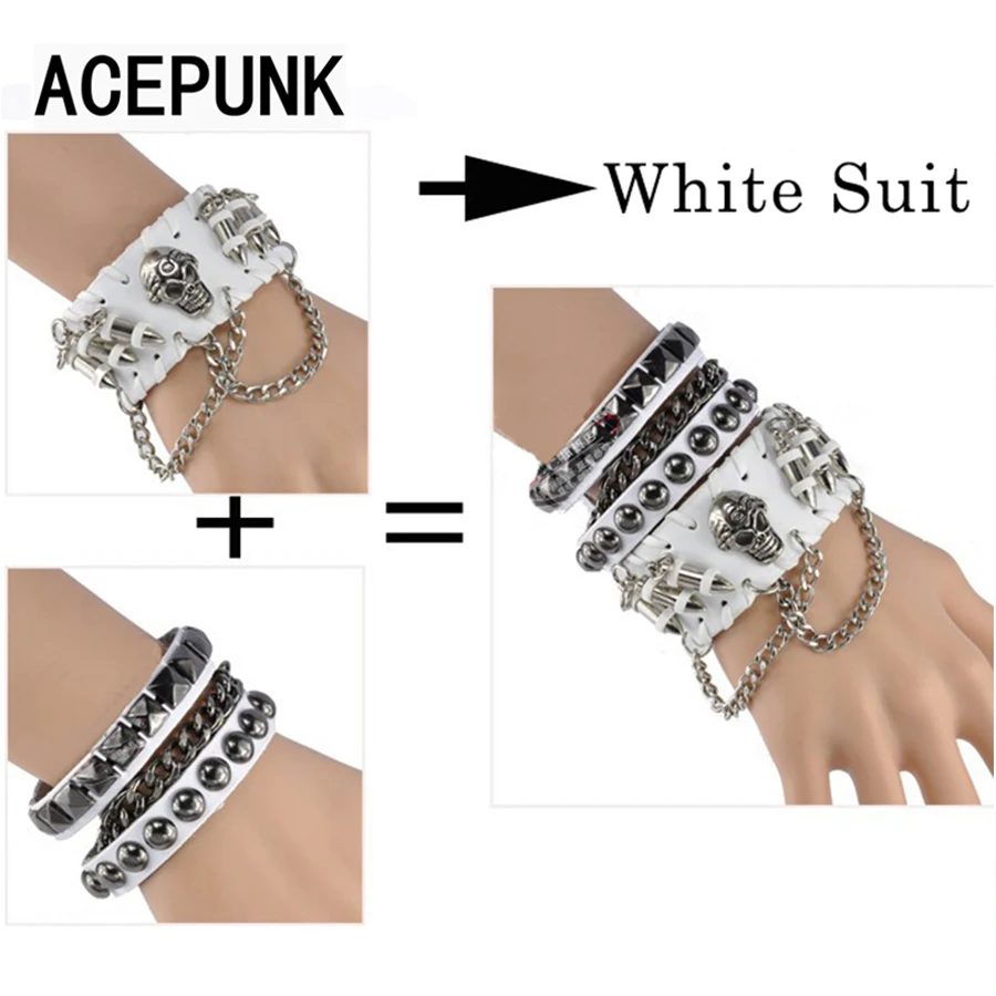 Мужской кожаный браслет с черепами модный в стиле хип хоп для мужчин и женщин