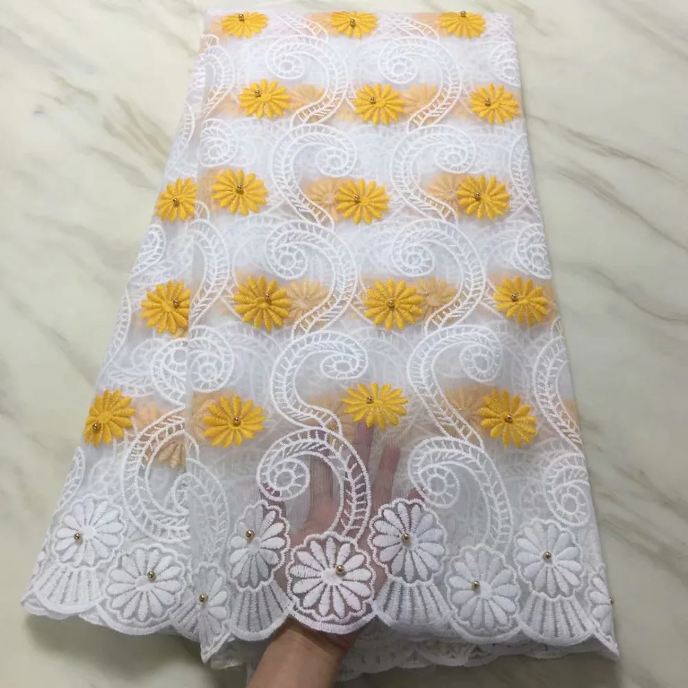 5 ярдов/партия оптовая продажа белое синее Африканское французское кружево с