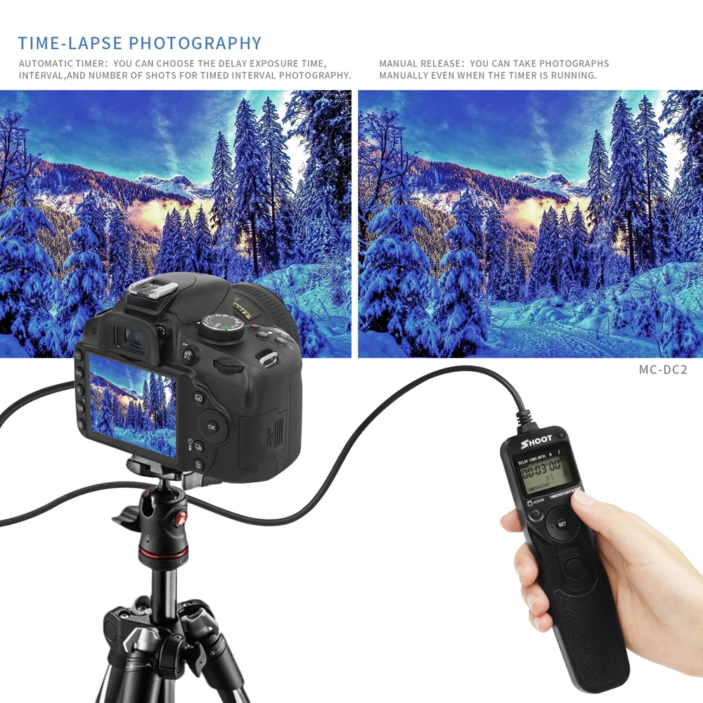 Снимать MC DC2 ЖК дисплей Таймер Пульт дистанционного спуска затвора для Nikon D3100 D5000