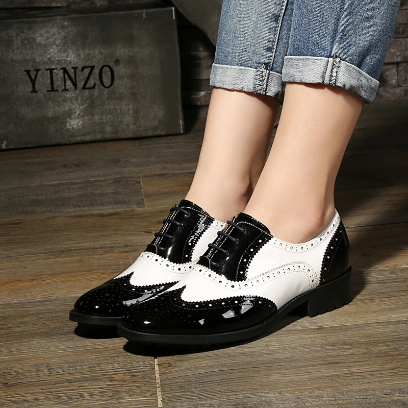 Большие размеры 40 качественные женские классические туфли броги в стиле ретро с