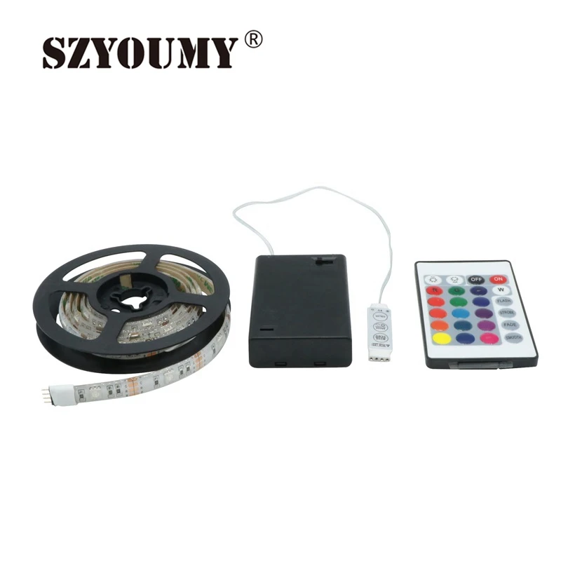 Светодиодная лента от szyoumy батарея коробка света 5050 2 м 1 гибкий RGB с 24 кнопками