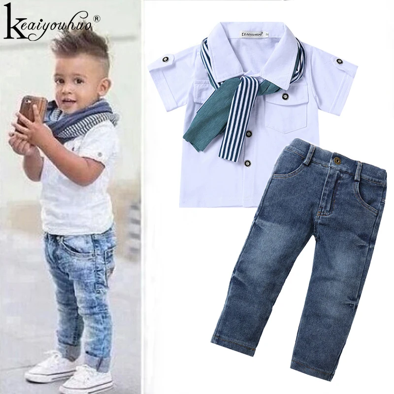 Toddler Boy Clothes Summer Children Clothing Baby Boys Gentleman Sets For Kids T-shirt+Jeans Sport Suits Outfits |