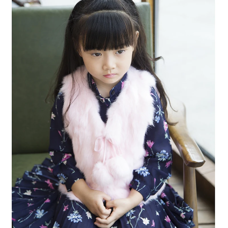 Детская одежда стильная жилетка для девочек короткая из меха кролика жилет | Мать