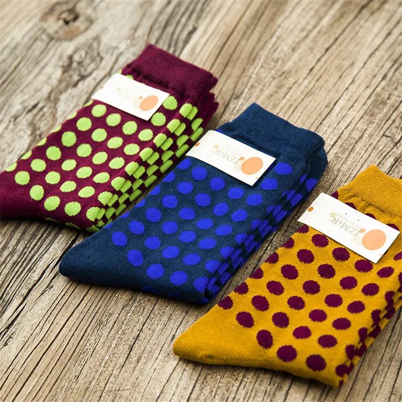 Новые осенне-зимние хлопковые носки в горошек стиле ретро для колледжа | Женская