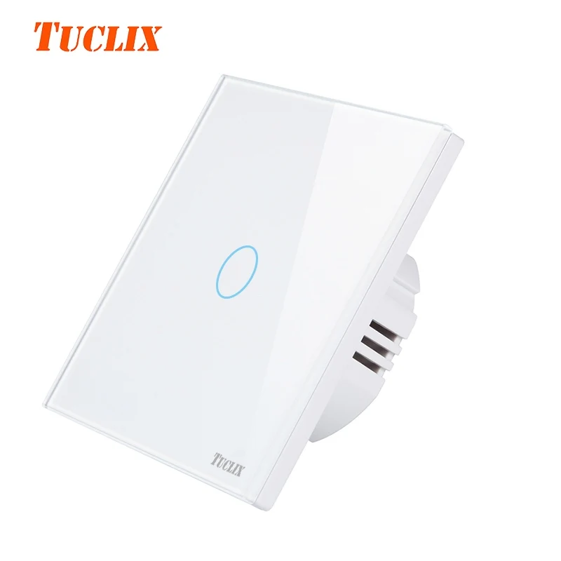 TU-RF-01 White Универсальный настенный светильник TUCLIX EU/UK, 110-220 В, панель из кристального стекла, переключатель, 1 комплект, 1 способ, водонепроницаемый, с сенсорным управлением, белый цвет - Цвет: TU-RF-01 White