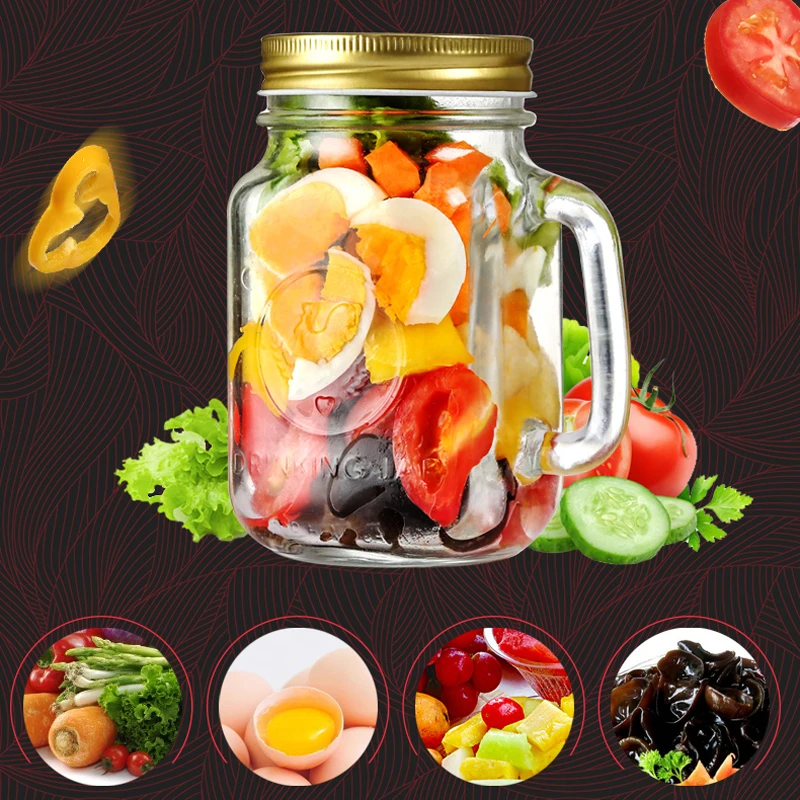488 мл стеклянная банка чашка Мейсона с крышкой Лето Мороженое фрукты холодная