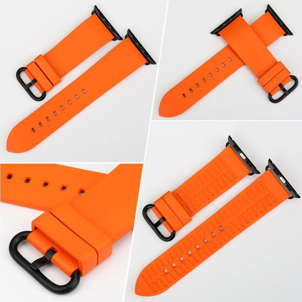 Ремешок для часов MAIKES оранжевый браслет Apple Watch 44 40 мм 42 38 Series 6 5 4 3 2 iWatch аксессуары