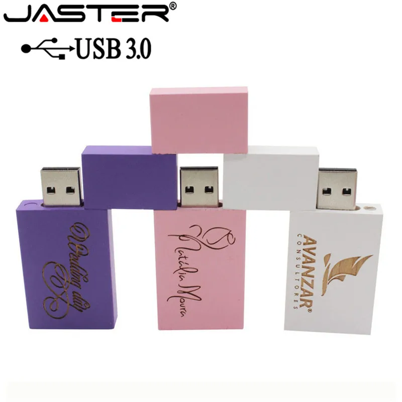 JASTER USB 3,0 логотип персональный деревянный цветной блок USB флеш-накопитель креативный подарок флешка 4G 8GB 16GB 32GB Деревянная Карта памяти