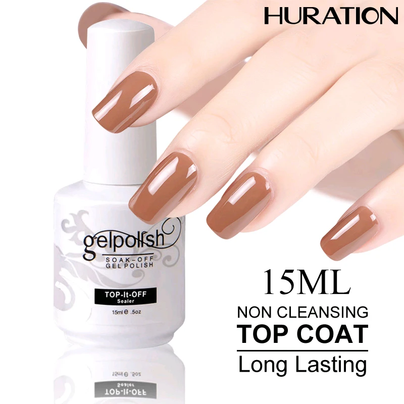 Huration Topcoat + Basecoat 15 мл УФ Гель лак без очищения для ногтей длительный замачивающий