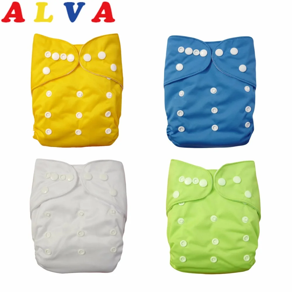 ALVABABY многоразовые одноцветные подгузники с карманами, моющиеся детские подгузники, детские тканевые подгузники унисекс со вставкой из микрофибры, 1 шт