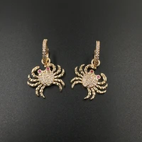 golden crystal small crab earrings micro inlaid zircon high grade earrings temperament wild for seaside holiday female