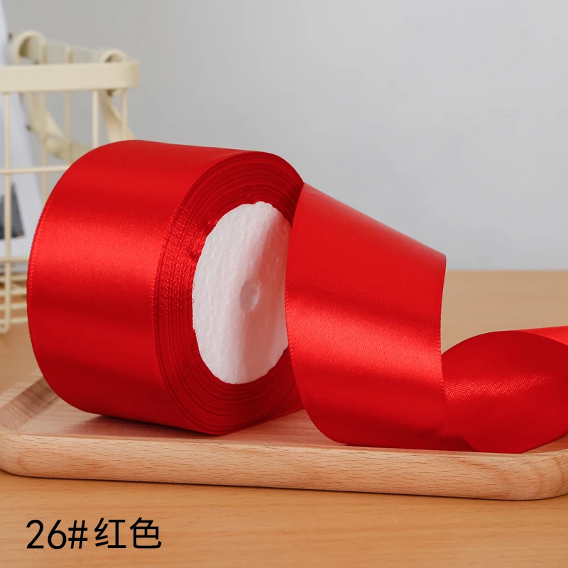 6-10-15-20-25-40-50 мм шелковые атласные ленты DIY Искусственные розы цветы Свадьба День Рождения Вечеринка Конфеты Подарочная коробка упаковочные ленты - Цвет: Red