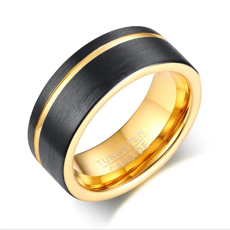 Фото Himongoo 8 мм Серебряное мужское вольфрамовое кольцо из карбида Свадебные
