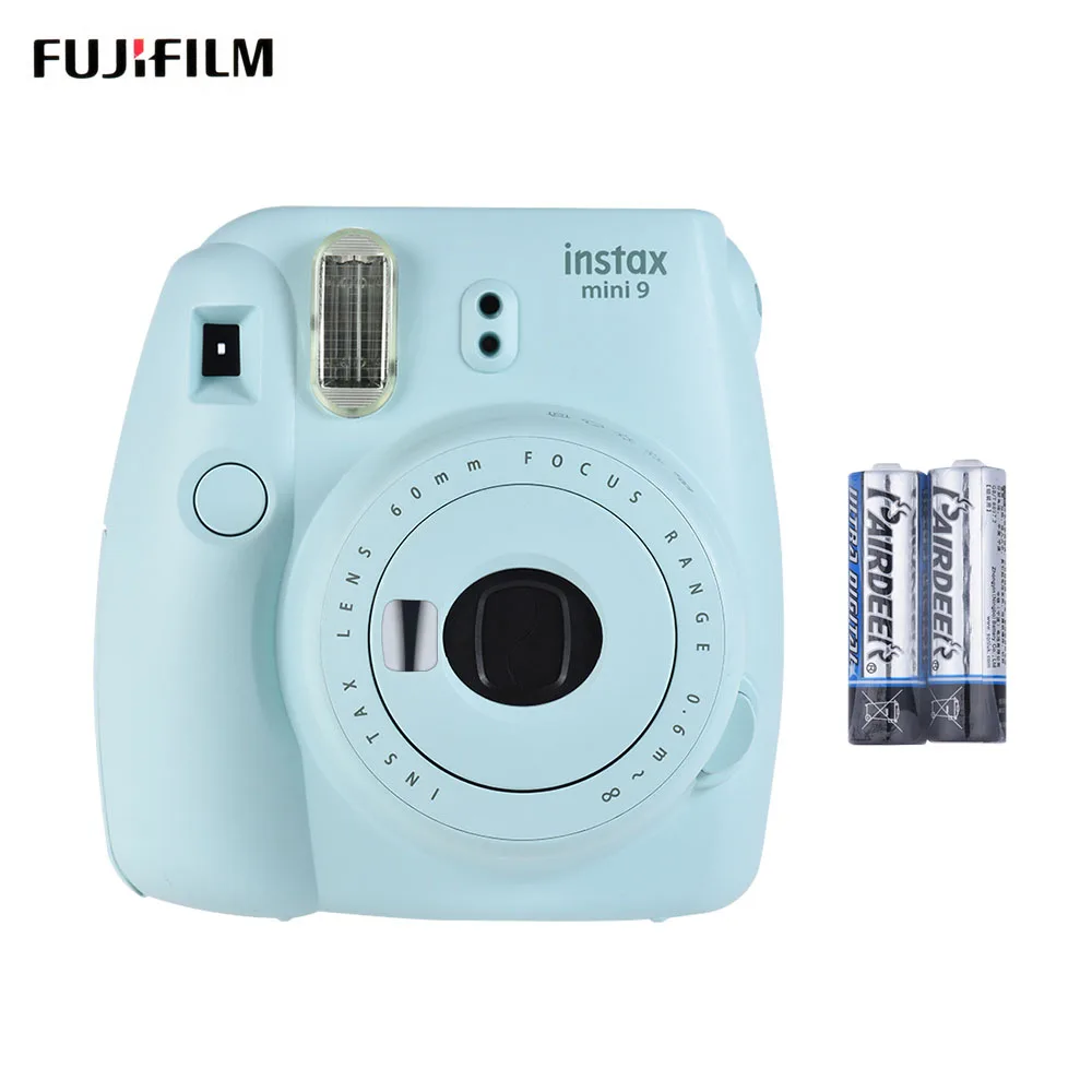 Fujifilm Instax Mini 9 пленочная камера фото мгновенная камера всплывающая линза автоматический замер мини-камера с зеркалом для селфи 2 шт. батареи - Цвет: Light blue