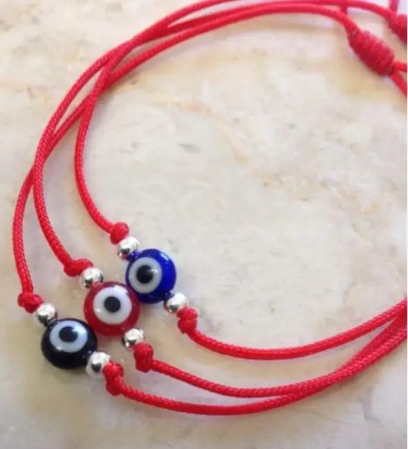Mixed Demon Eye Red Blue String Kabbalah Bracelet Adjustable Friendship Good Luck Bangle For Women Jewelry 10PCS Z2730 | Украшения и