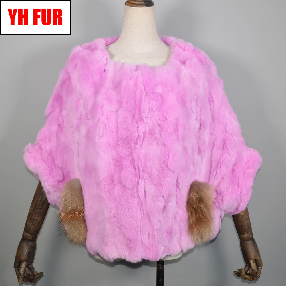 Женский шарф-пончо из натурального меха кролика Рекс мягкая теплая шаль 100% рекс
