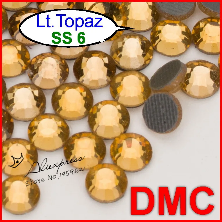 SS6 1.9 2.0mm 1440pcs/Bag Lt.Topaz DMC Hot Fix FlatBack Rhinestones DIY HotFix iron on garment crystal stones gliters|stone tumbled|crystal