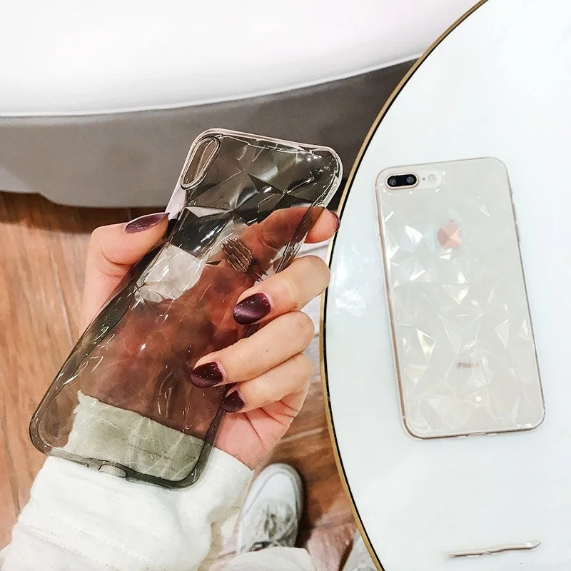Прозрачный Ультратонкий Мягкий ТПУ чехол со стразами для iPhone 6 6s 7 8 Plus X XR XS Max