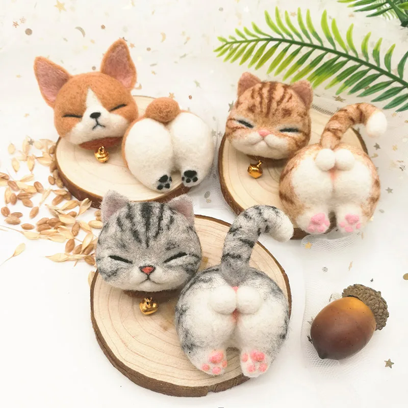 Custom Made Corgi Hip Key Ring Wool Felt DIY Material Bag American Shorthair Handmade Cat Doll | Дом и сад