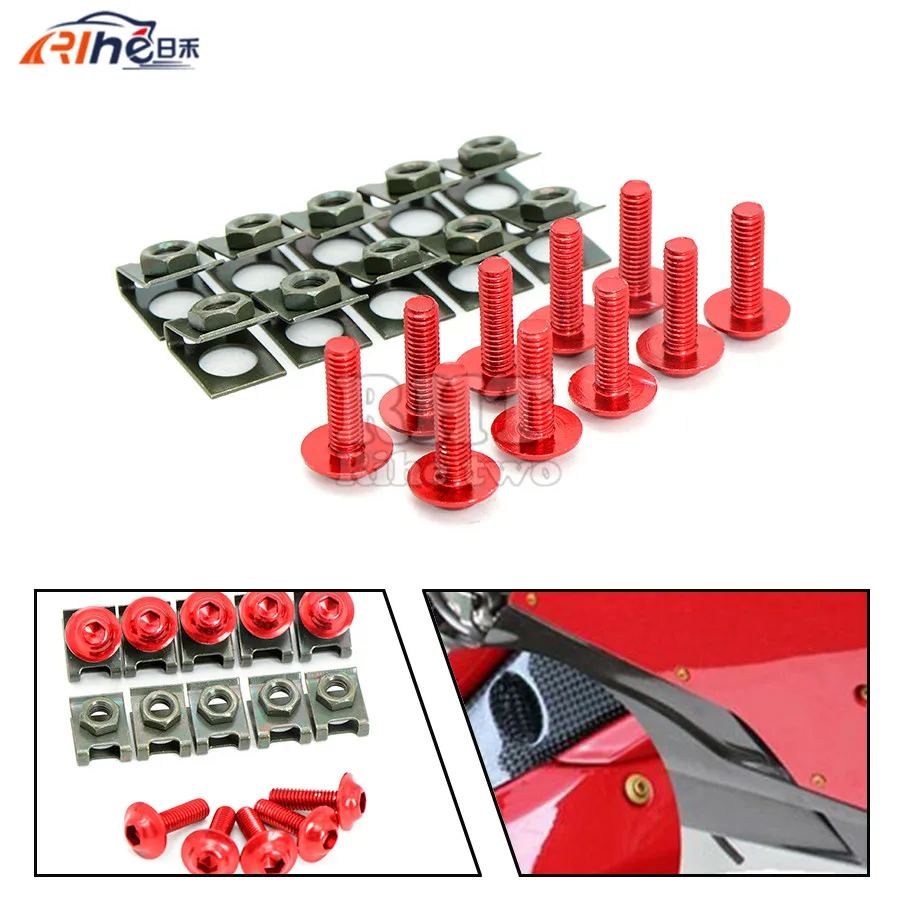 

10 pieces 6mm motorcycle fairing body screws for honda cb 400 crf 230 hornet 600 Kawasaki Suzuki 08 07 06 05 04