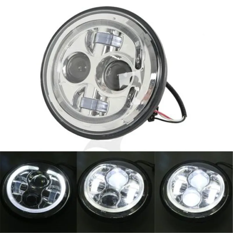

7" Round 40W Hi/Lo LED Projector Halo Headlights For Jeep CJ-8 CJ-7 TJ For Harley Duo Glide 1955-1964 1963 Electra Motorcycle