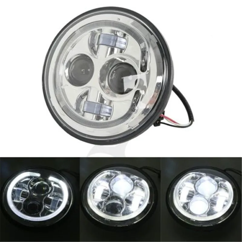 7 &quotКруглый 40 Вт Hi/Lo светодиодный проектор Halo Фары для Jeep CJ 8 TJ Harley Duo Glide 1955 1964 1963