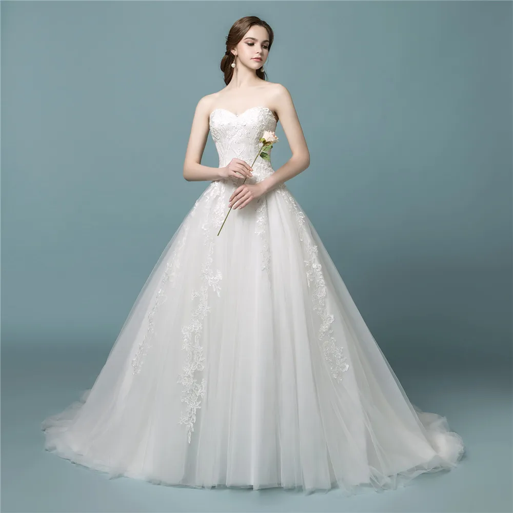Vestidos De Noiva 2020 кружевное платье принцессы простое свадебное невесты длинное