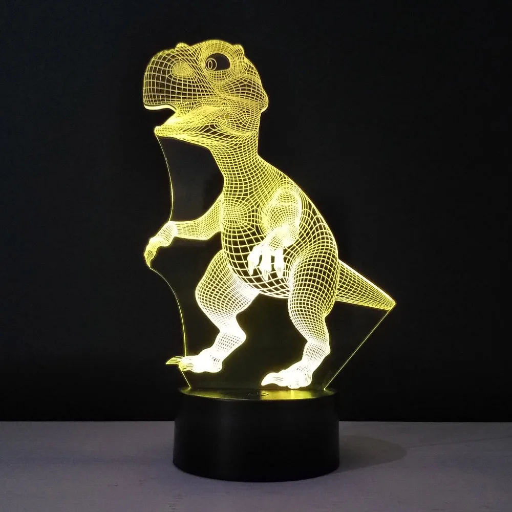 3D objet свет динозавров настольная лампа Цвет Сменные лампада USB нажатием кнопки veilleuse Enfant Deco Главная Освещение Luminaria Lampen