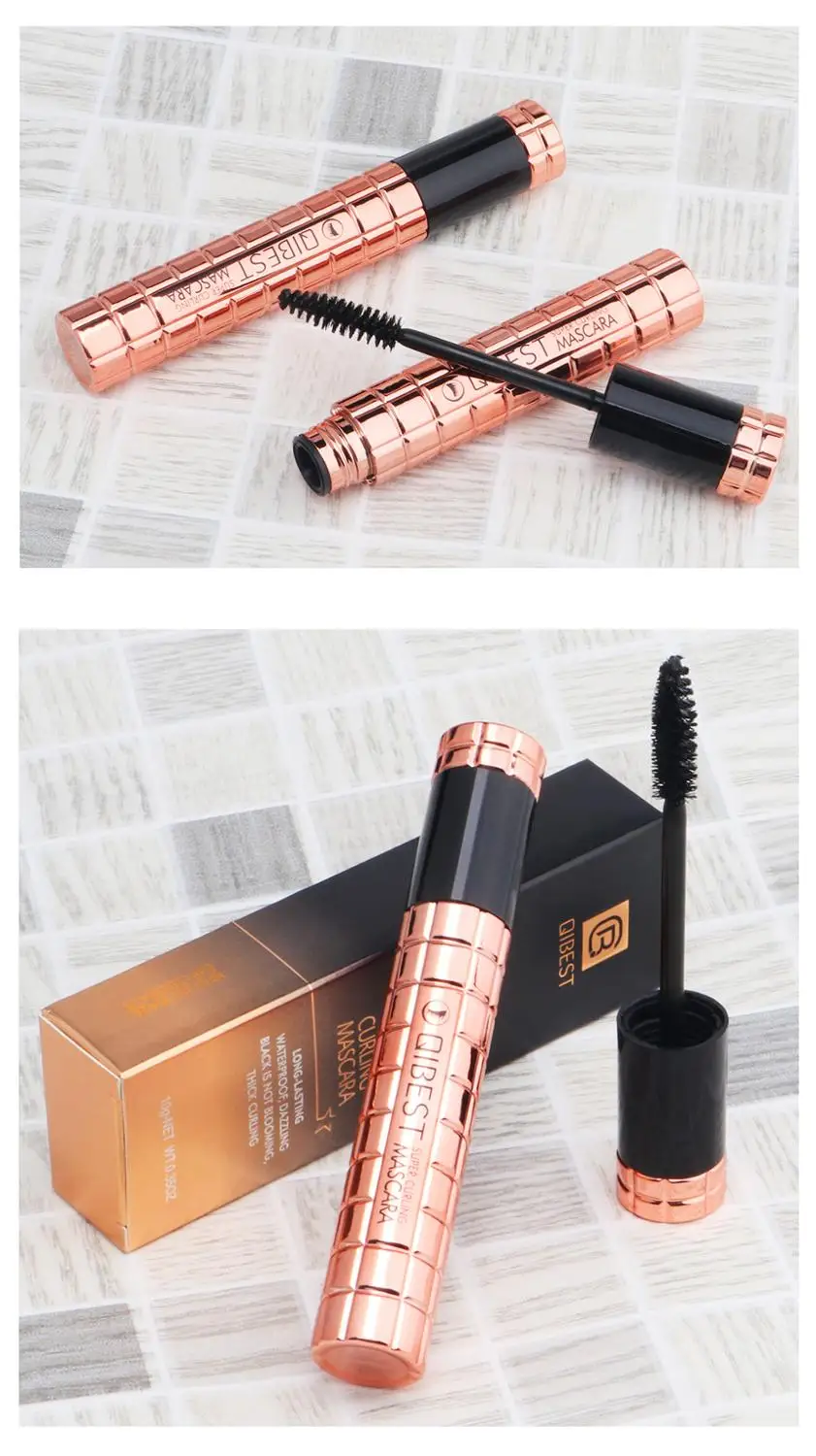 

Qibest curling Thick mascara waterproof long lasting non-dizzy dyeing 4D fiber eyelash volume black mascara QB029