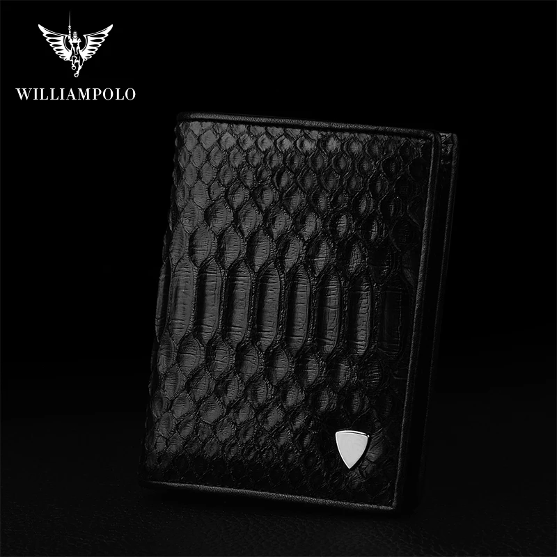 Роскошный брендовый мужской кошелек WilliamPOLO короткий бумажник двойного сложения