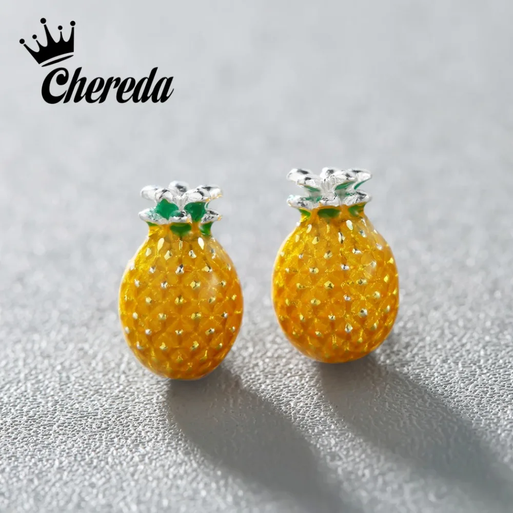 Женские серьги сережки в виде ананасов Chereda модные милые гвоздики форме фруктов