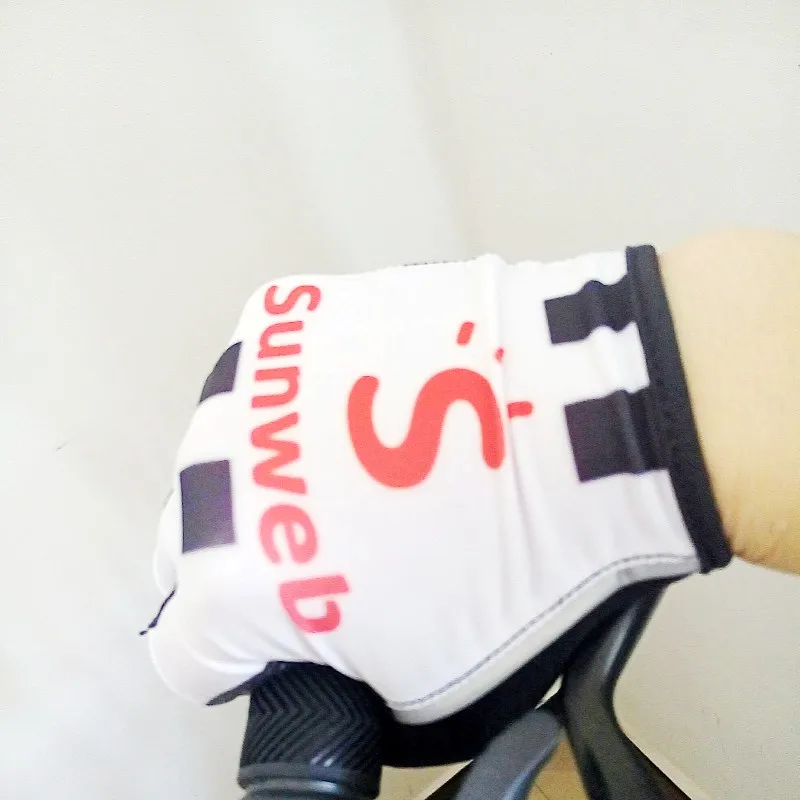 pro team sunweb, Белые велосипедные перчатки, гелевая подкладка, мужские, высокое качество, летние, половина пальцев, велосипедные перчатки, размер m-XL
