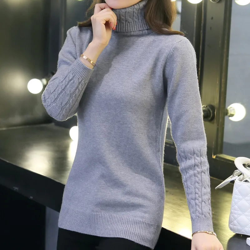 Rushed Ohclothing 2021 Turtleneck Female Winter Korean Version of The New Twist Shirt Sweater Slim Thickening Set Head | Женская одежда