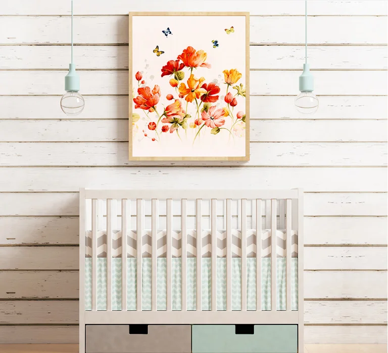 Бабочка цветок и птица бескаркасная живопись декоративное живописное Полотно