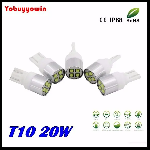 

4Pcs High Quality Long Life! T10 501 W5W 4 CREE Chips 20W 400Lms Car LED Ceramic Wedge Side Reading Bulb Door Lamp A\DC12V White