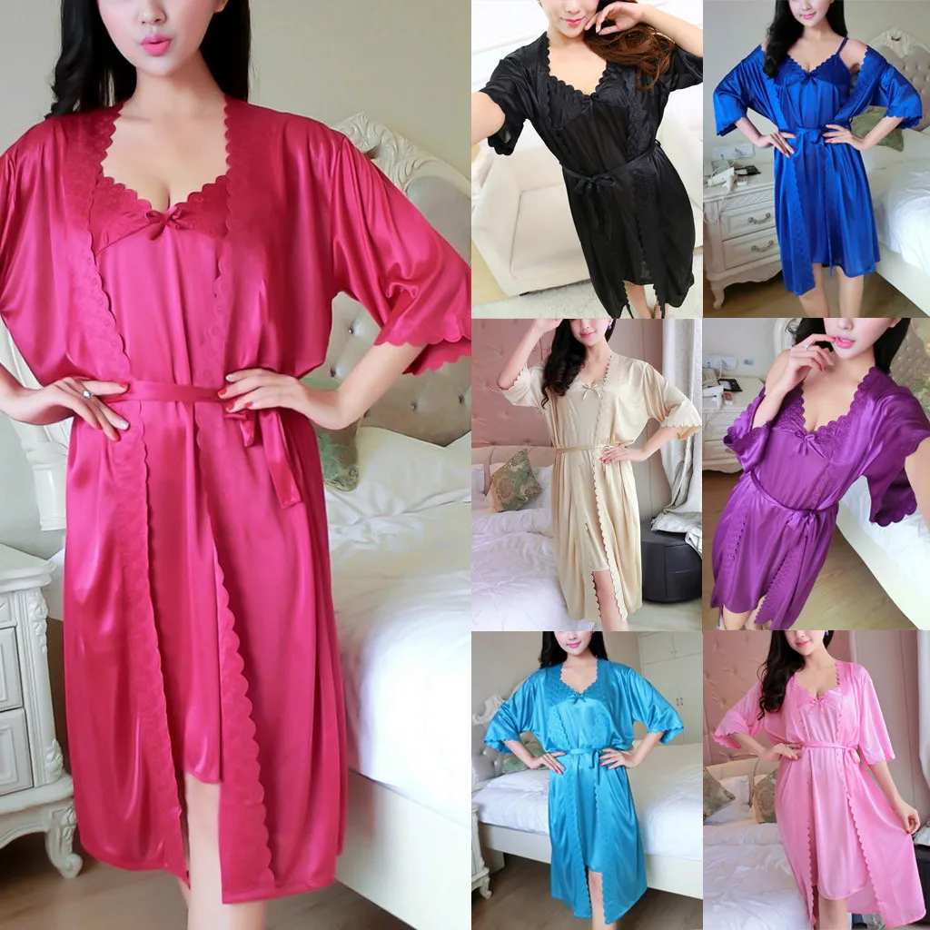 

Womens Sexy Ice Silk Temptation Lingerie Sleepwear Pajamas Underwear Nightdress