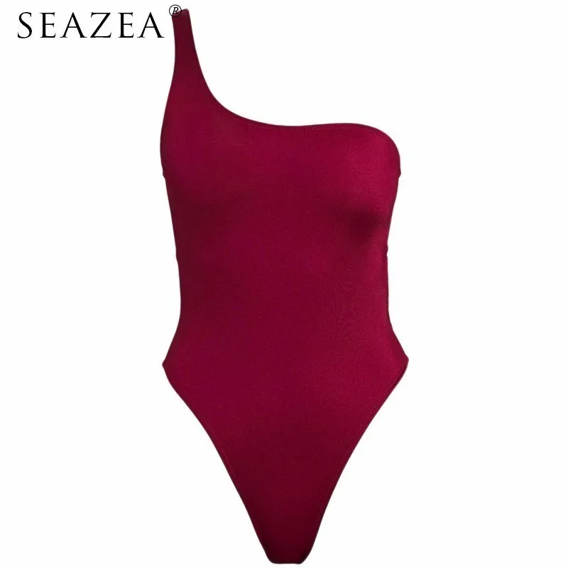 Seazea Новый Цельный купальник Одноместный на одно плечо одежда для плавания