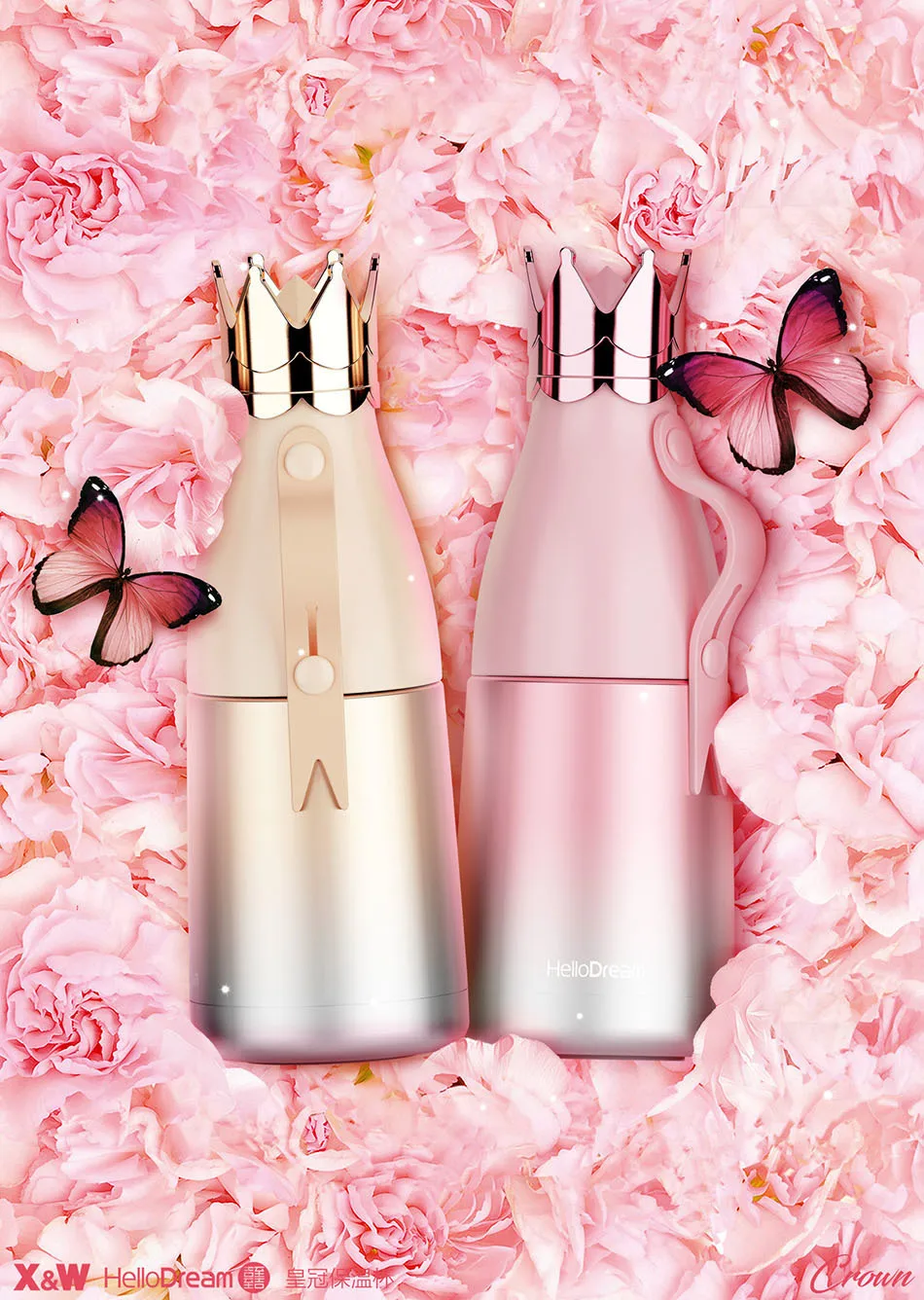 Creative Cute Crown Lid Stainless Steel Water Bottle Outdoor Travel Car Thermos Bottle For Water Bridemaid Gift Cup