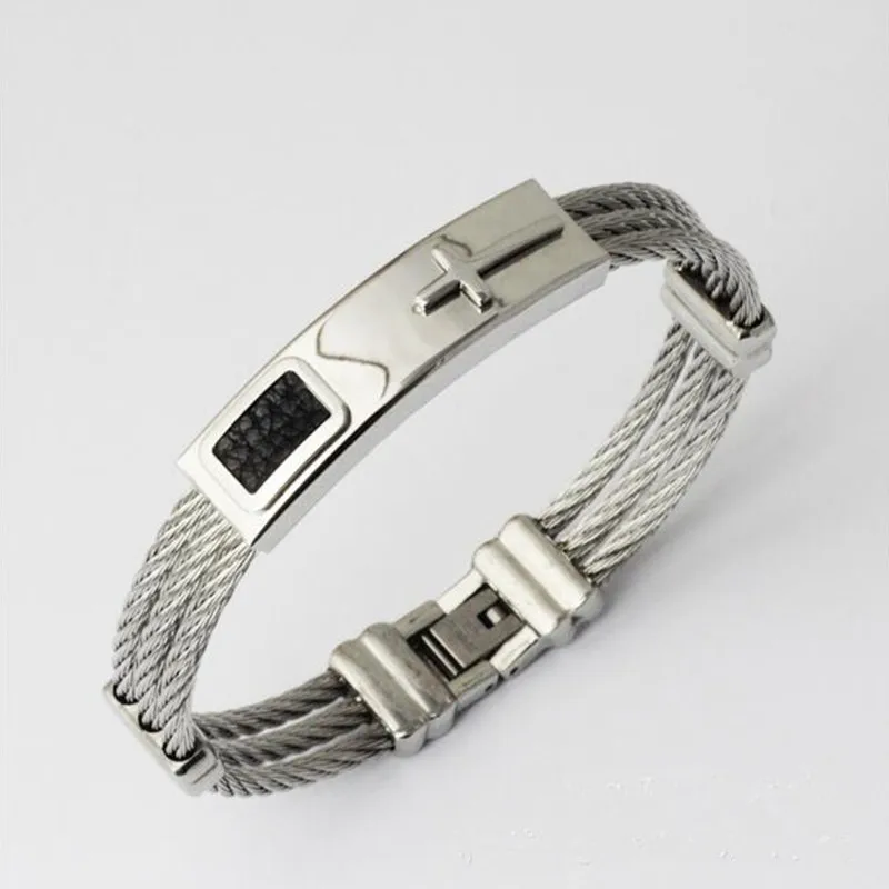 Мужской браслет 3 ряда Проволочная цепь из нержавеющей стали мужские