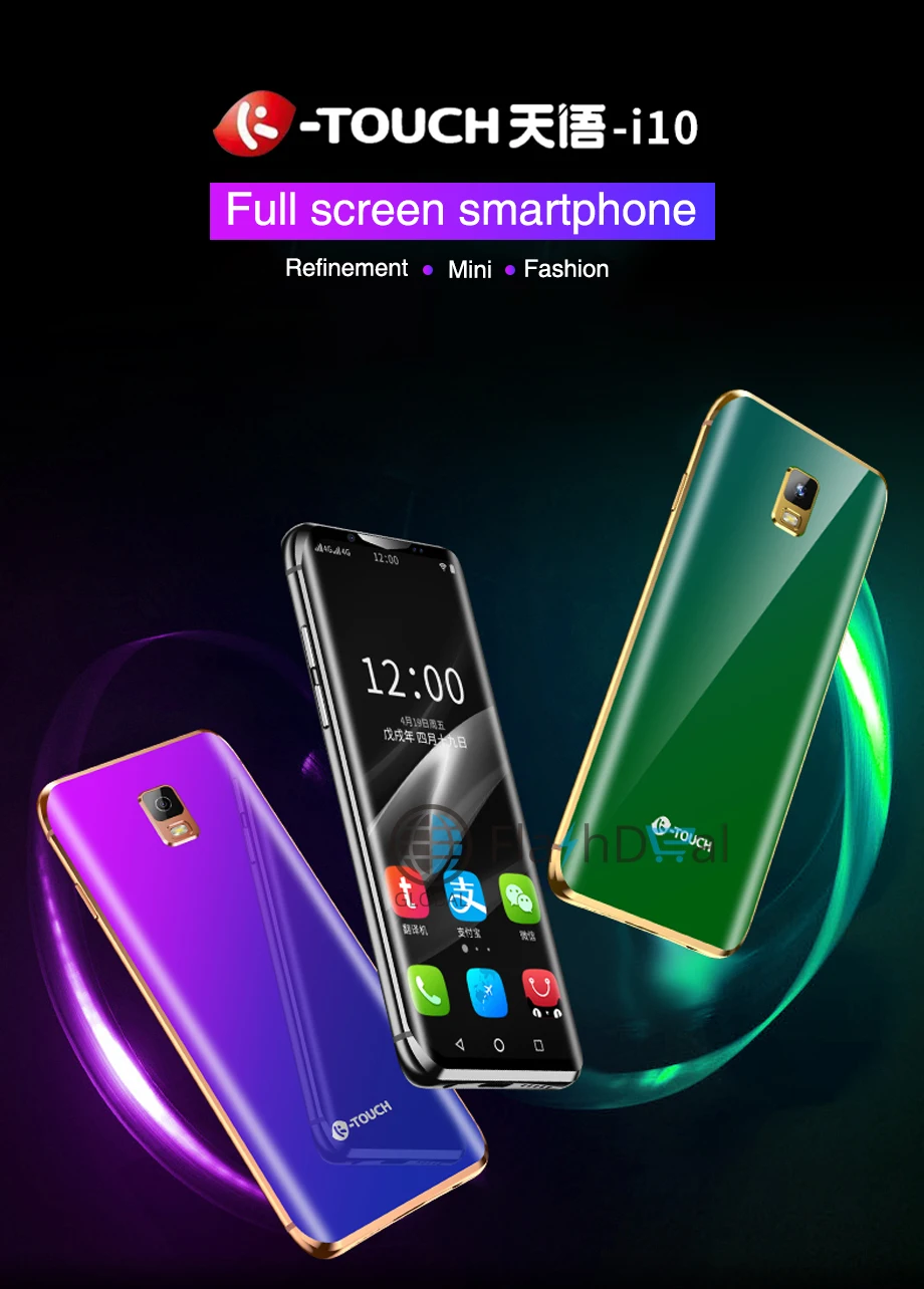 K-Touch I10 супер мини 4G мобильный телефон Google Play четырехъядерный 3,46 дюймов изогнутый экран смартфон 3 Гб 64 ГБ Android 8,1 сотовый телефон
