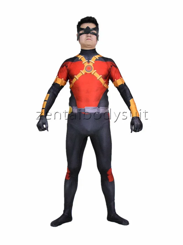 Новый 52 красный Робин Косплей Костюм Хэллоуин вечерние колготки zentai костюм |