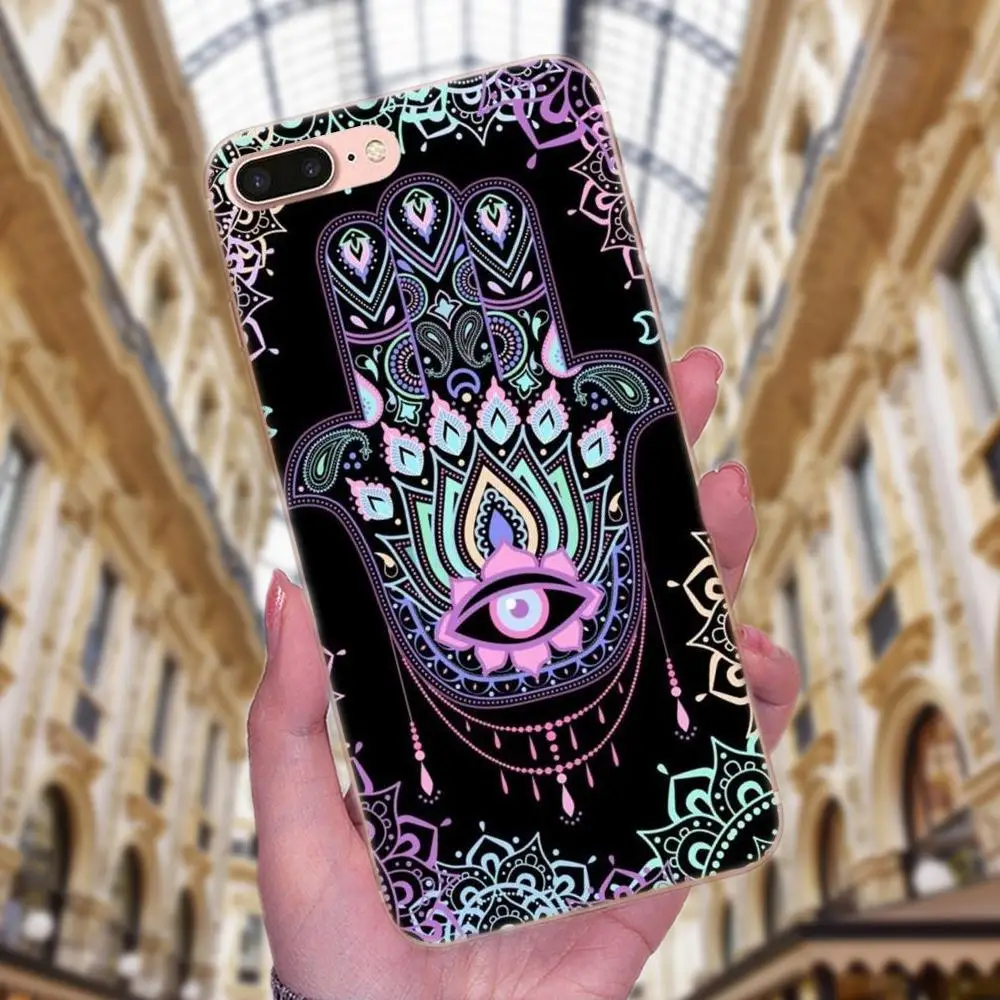 Hamsa рука Фатимы сияющий милый тонкий чехол из ТПУ для Galaxy J1 J2 J3 J330 J4 J5 J6 J7 J730 J8 2015 2016