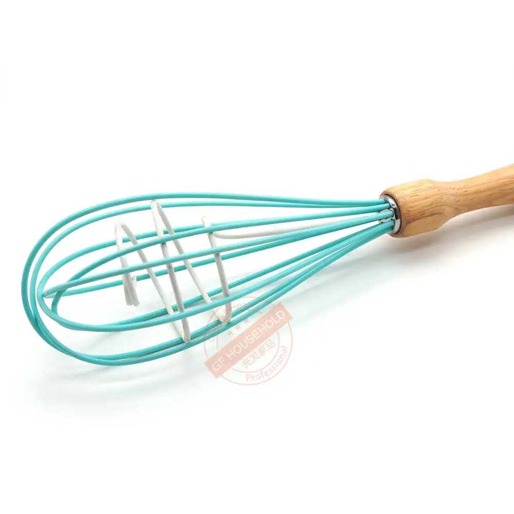 Силиконовый венчик воздушный с деревянной ручкой глазурь для яиц молочный и