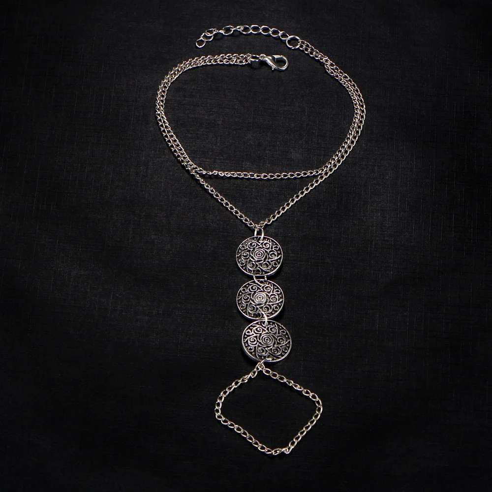 Антикварные серебряного цвета многослойный цепочка ножные браслеты для женщин